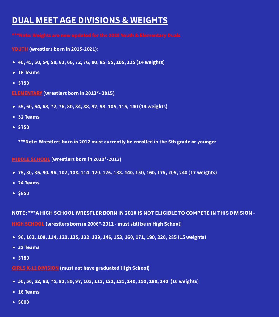 Tournament of Champions Team Duals | April 27th, 2025